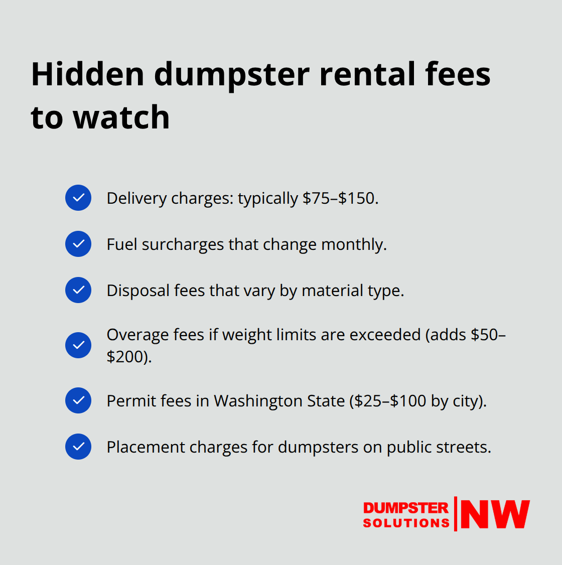 Common add-on charges that can raise your total dumpster rental cost - Dumpster disposal options