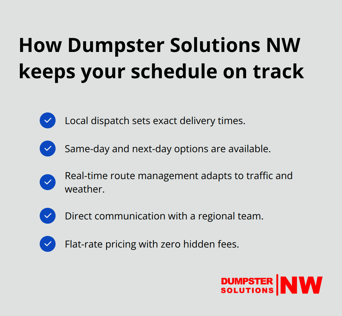 Proven local advantages for on-time dumpster delivery - jobsite dumpster rental