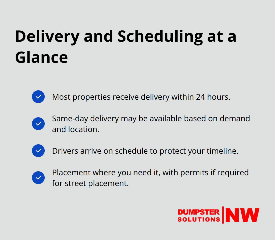 Checklist of delivery speed and scheduling expectations for dumpster rentals - portable dumpsters for rent