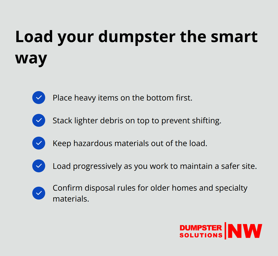 Safe, efficient dumpster loading best practices - renovation debris removal