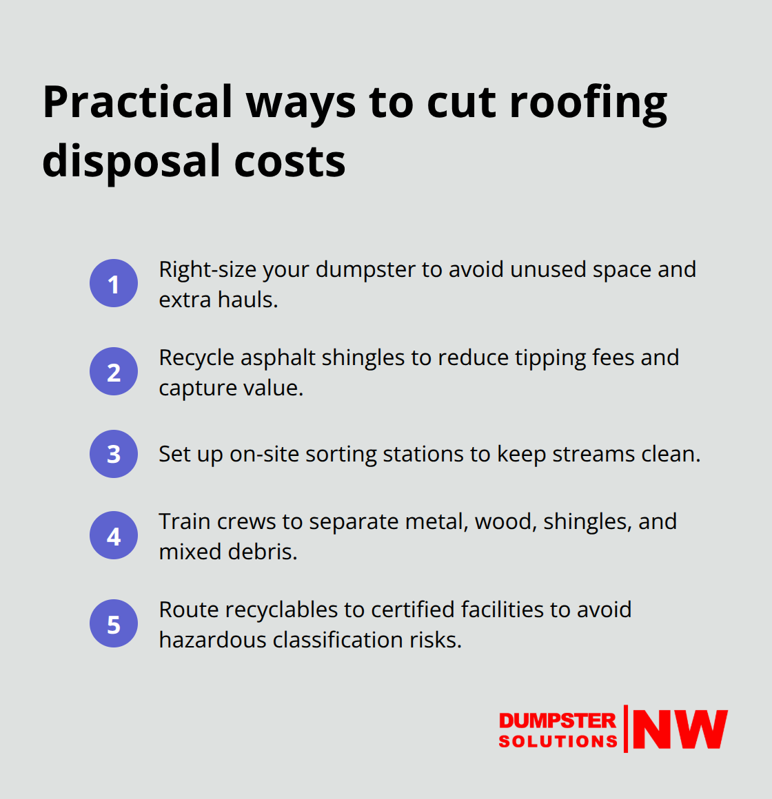 Compact list of tactics to reduce roofing disposal expenses. - roofing debris